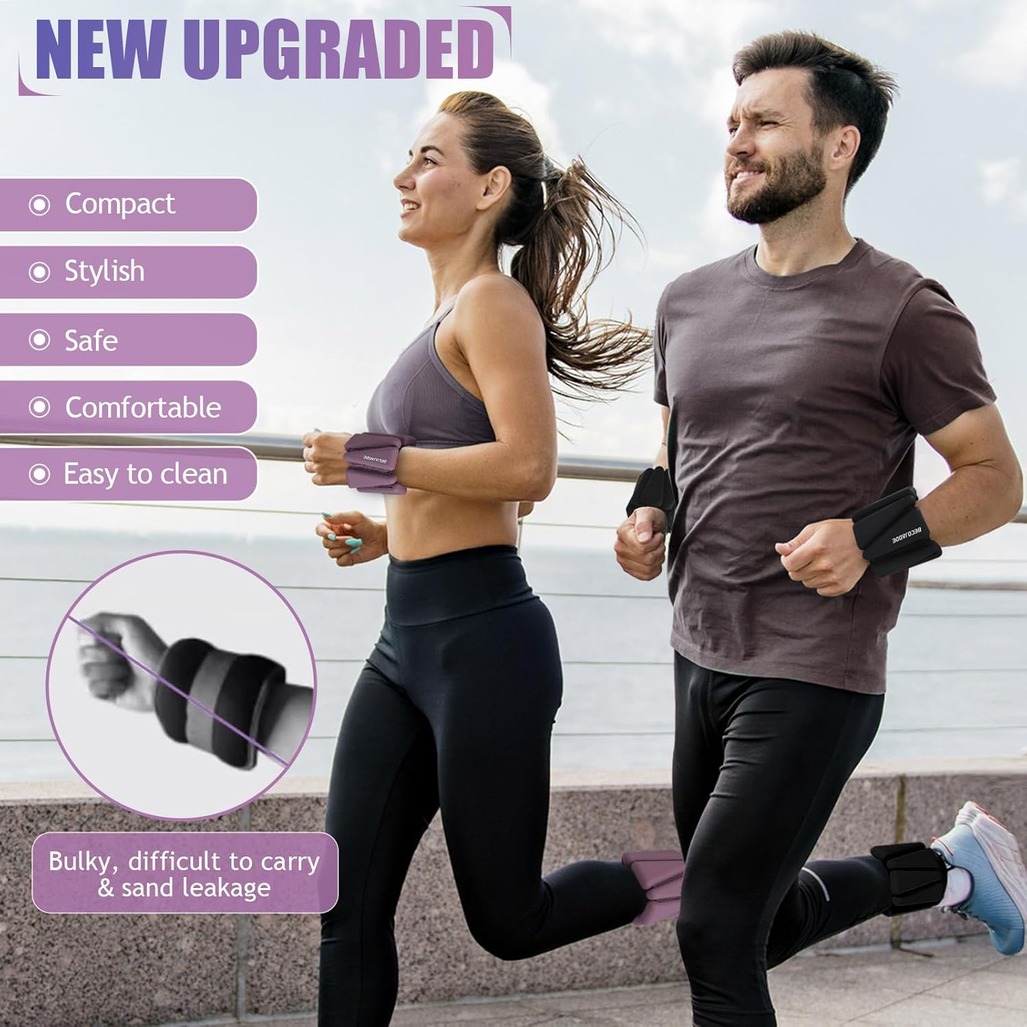 Ankle Weights Set of 2 (1 lb/2 lb/3 lb Each) Adjustable Wrist Weights for Women Men Wearable Arm Leg Weight for Pilates, Running, Walking, Workout, Yoga - Image 2