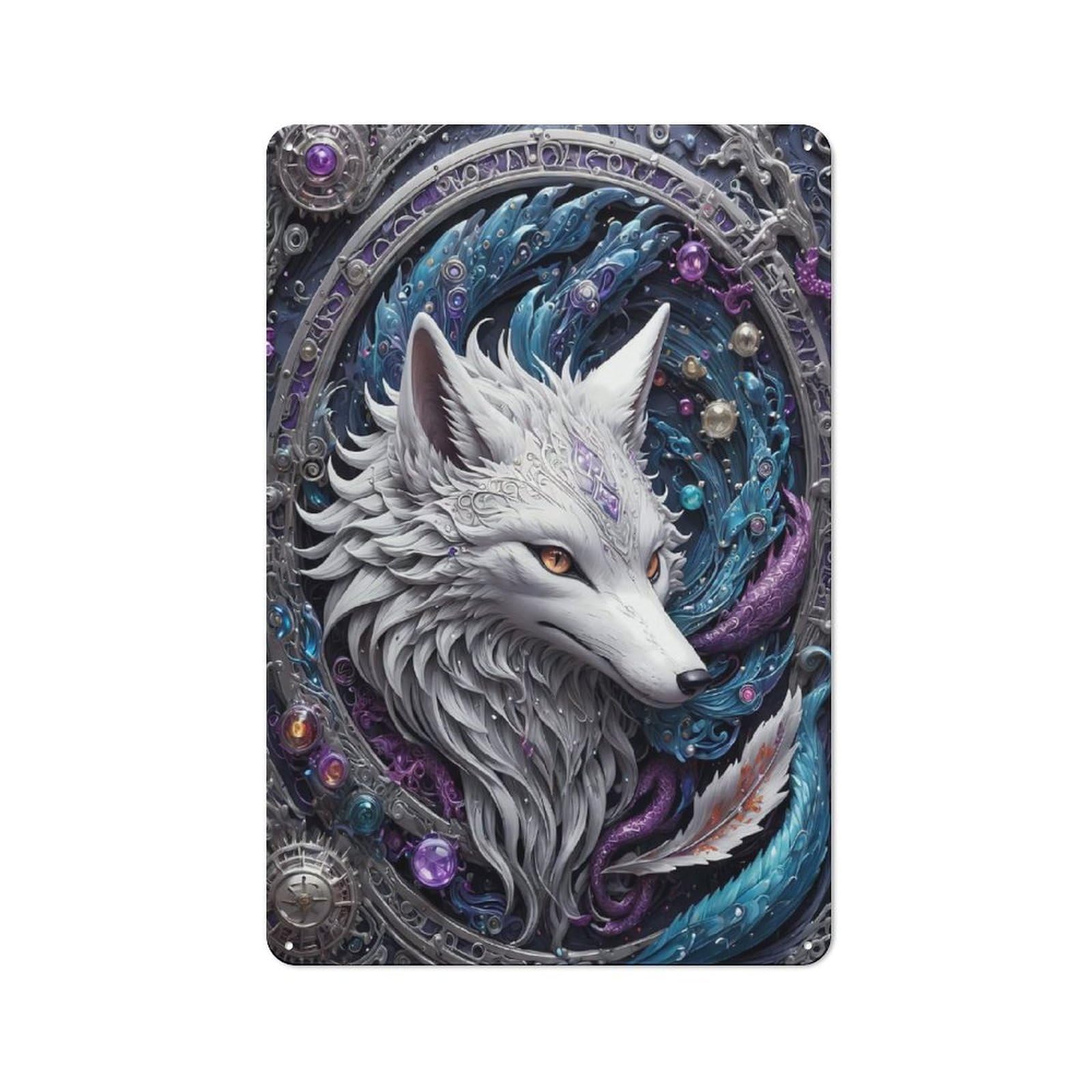 Junmoney Style-4 Steampunk Art Fox Rustic Metal Sign 30X20cm For Dining Room Or Kitchen, Metal Sign Decor For Kitchens And Dining Spaces