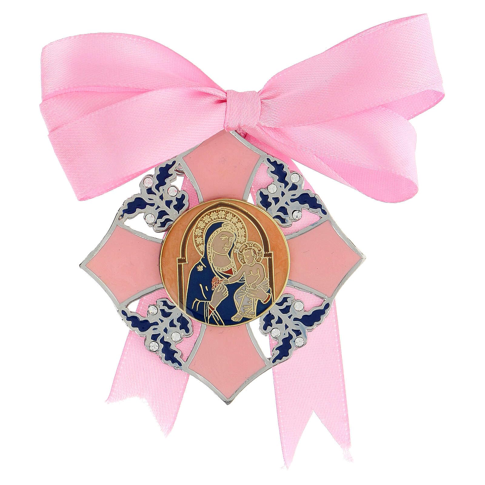 Holyart Médailles et icône pour lit enfant: Médaille pour berceau icône Mère de Dieu couleur rose fille