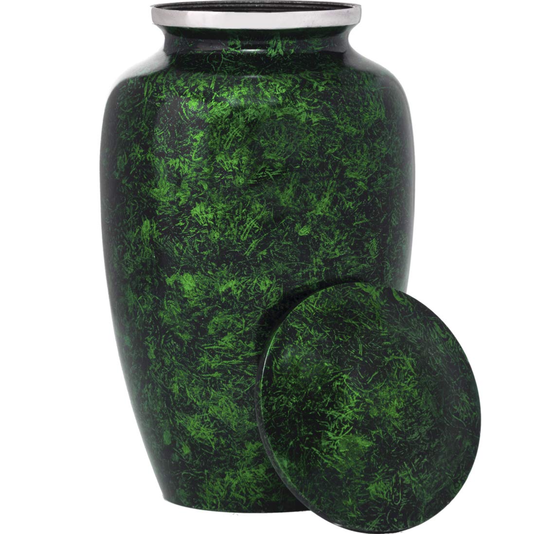 Eternal HarmonyCremation Urn for Human Funeral Ashes with Elegant Finishes to Honor and Remember Your Loved One (Carefully Handcrafted) Green Silver