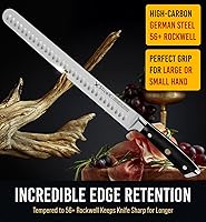 Vista 2 de Cuchillo para carne de res - Cuchillo de corte de barbacoa premium de 12" con tang completo y hoja afilada. Regalo para papá de parte de esposa