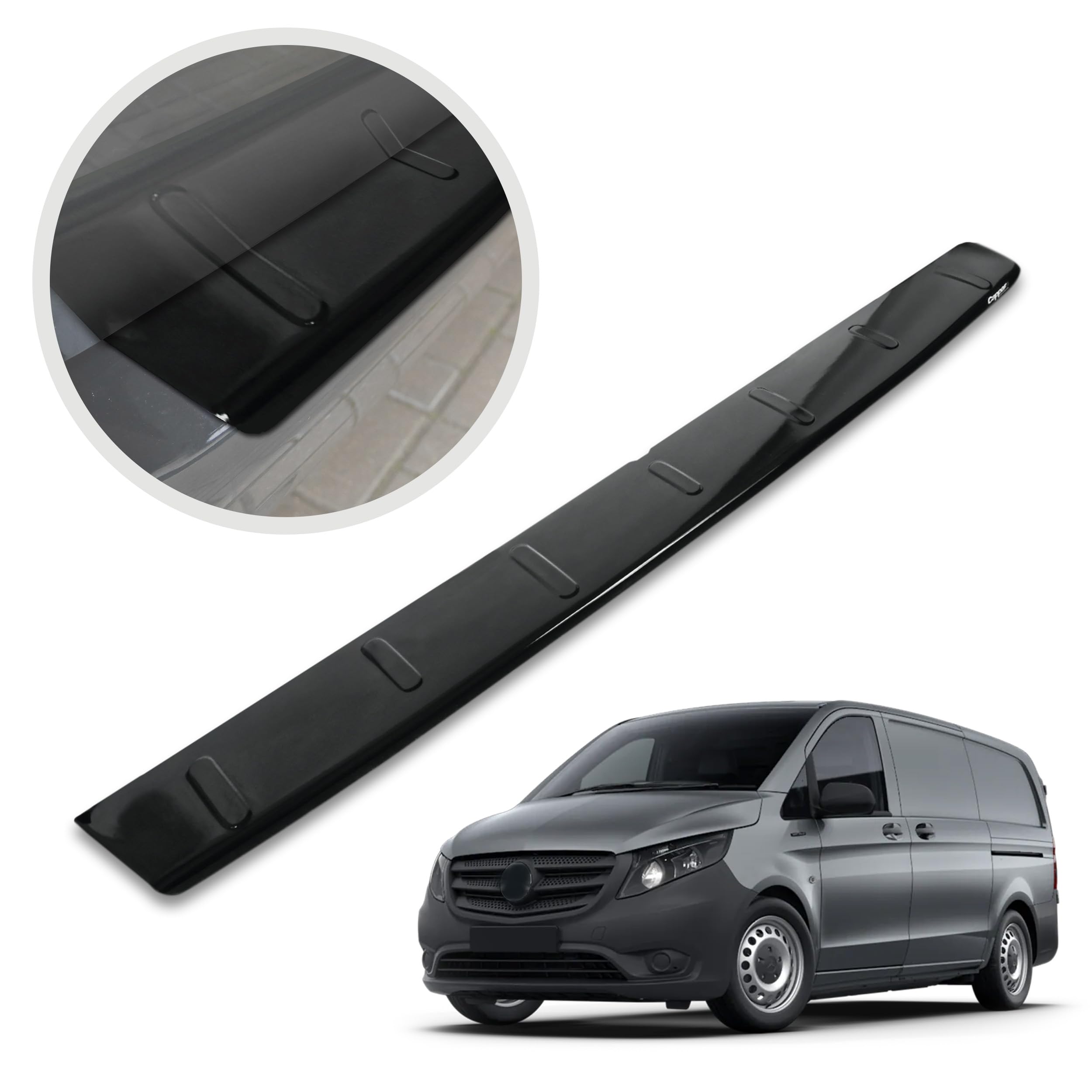 CHROMEMASTER | Listwa Ochronna Tylnego Zderzaka | Pasuje do Mercedes Vito V-class W447 2014- | Tworzywo ABS, czarny połysk; Listwa Chroni Lakier Tylnego Zderzaka przed Zarysowaniem i Uszkodzeniem