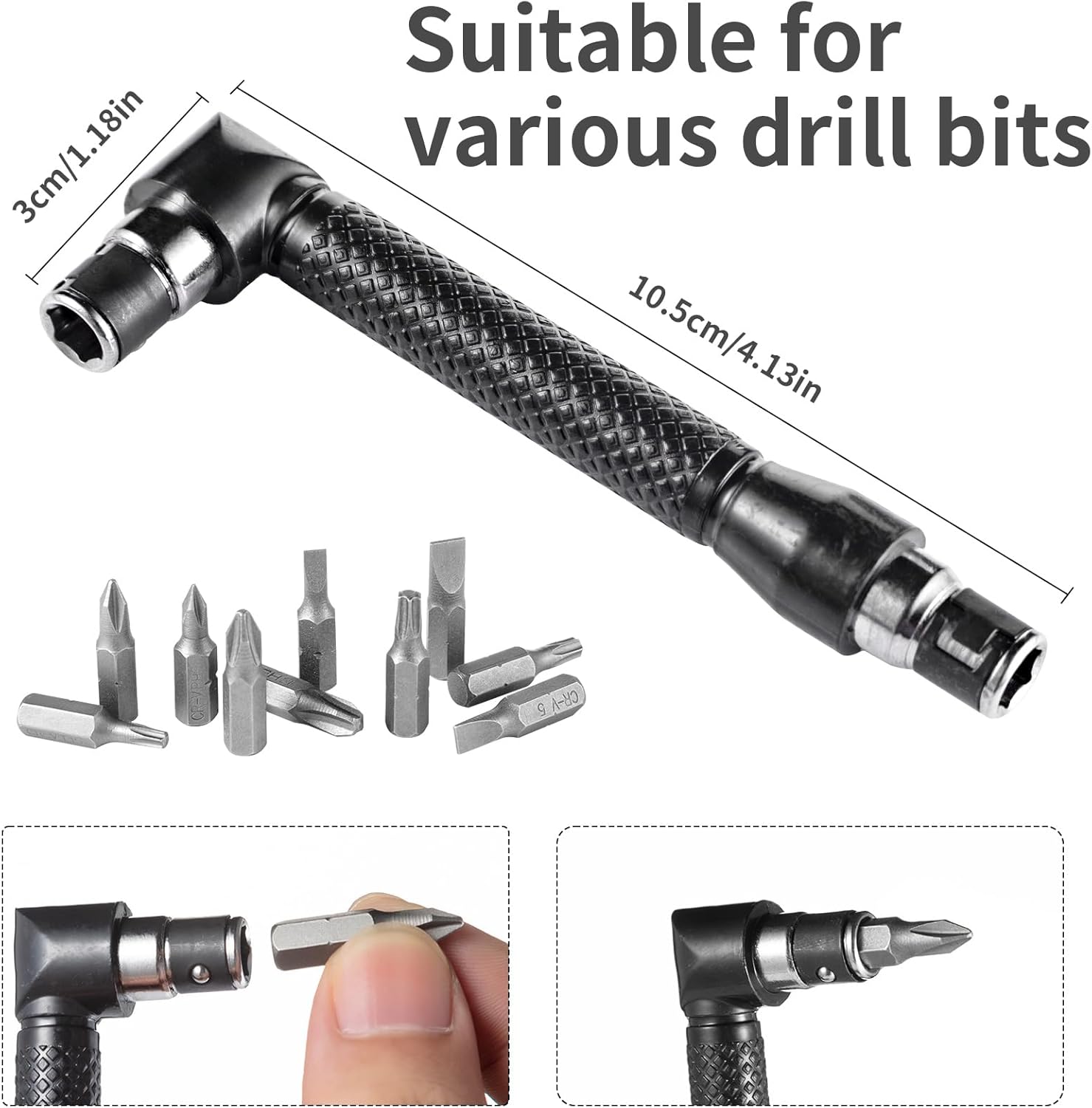 17Pcs Flexible Drill Bit Extension, Include 3Pcs Rotatable Socket Adapter 2Pcs Hex Shank 105° Right Angle Drill Attachment 10 Short Screwdriver Bits 90° Angled Bits and Bendable Extension