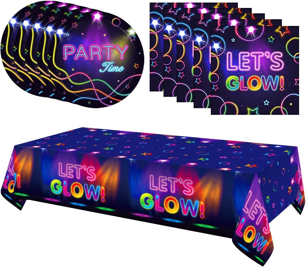 Glow Party Supplies Neon Party Plates Napkins Tablecloths