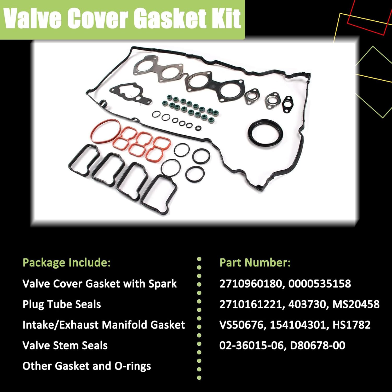 AUCERAMIC Valve Cover Gasket Kit Fit for Mercedes Benz 2011 2012 2013 2014 C180 C200 C250 E200 E250 1.8L L4 M271 Turbo DOHC 2710960180