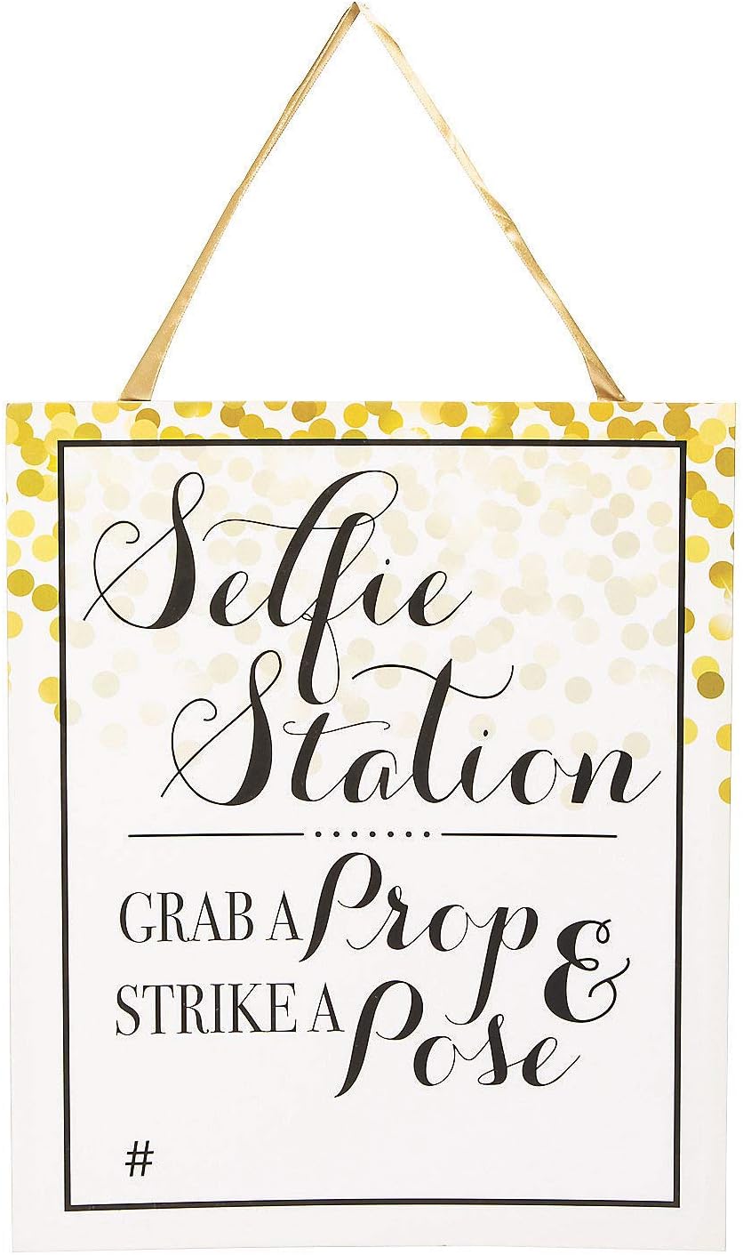 Selfie Station Sign with Easel for Wedding Party Decor