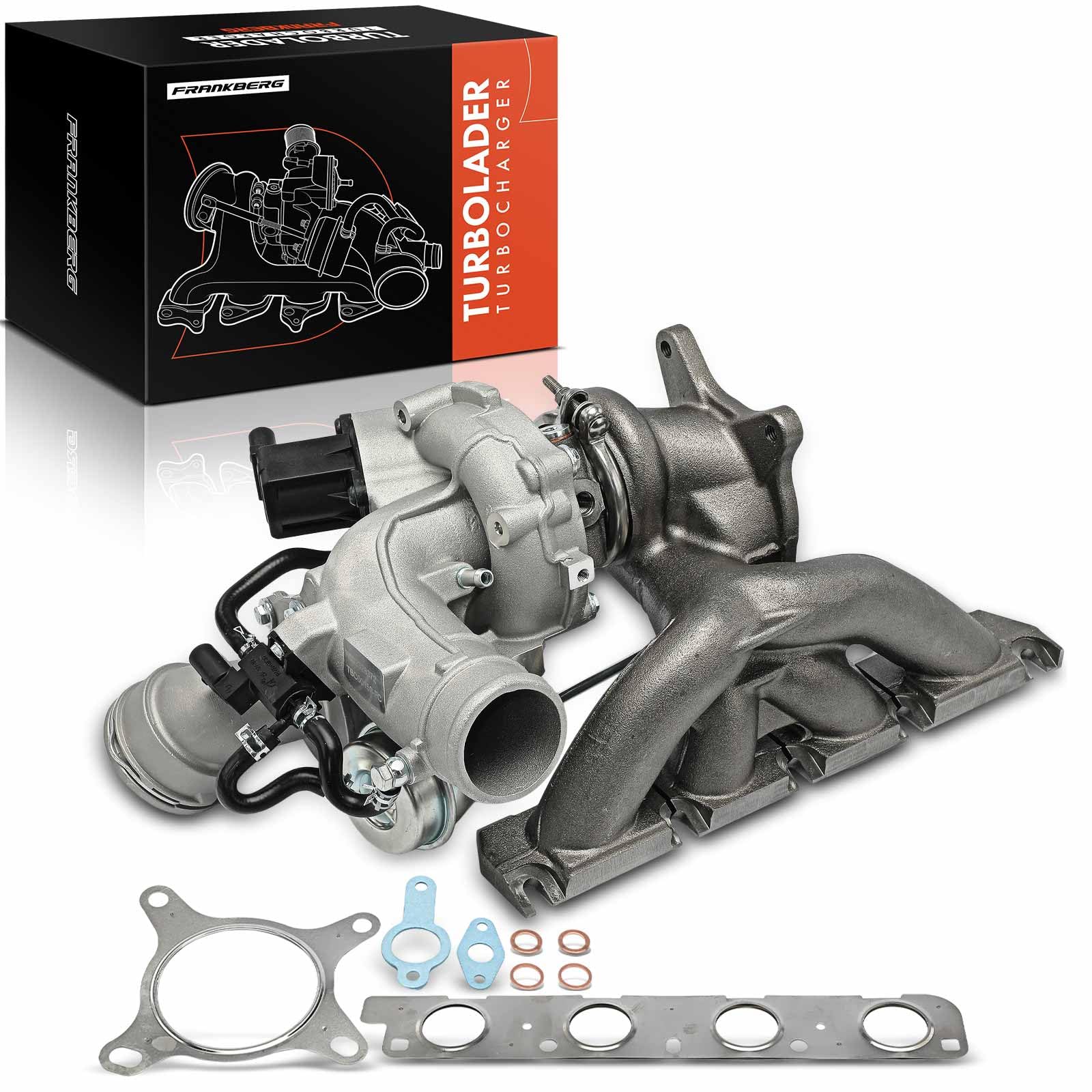 Frankberg Turbocompresor de gases de escape con juntas gasolina 06J145702G | Compatible con: Altea XL 5P5 5P8, CC 358, A3 8P1, O.c.t.a.v.i.a II 1Z3, P.a.s.s.a.t 3C2, A.l.h.a.m.b.r.a 710 711