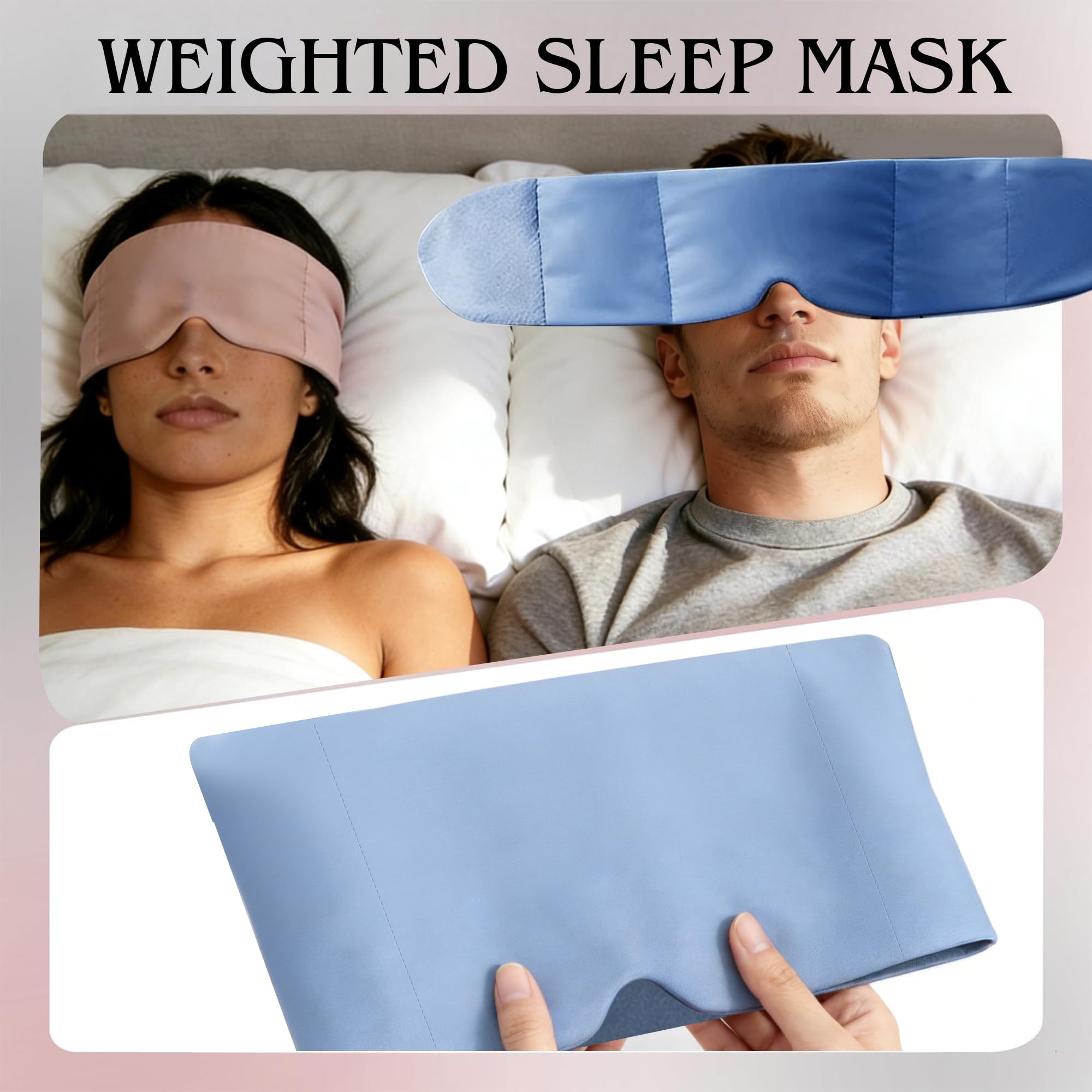 Weighted Sleep Mask for Side Sleepers, 100% Blackout Eye Mask for Sleeping with Adjustable Strap, Dual-Sided Cooling Silk & Warm Cotton Blindfold, Zero Pressure Eye Cover for Travel, Nap & Yoga — Amazon image 4