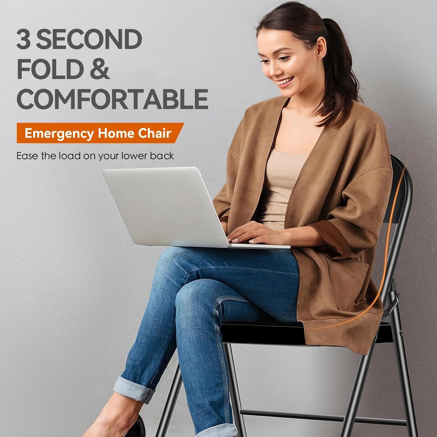 6 Pack Folding Chairs, 330 lbs Heavy Duty All Metal Folding Chair with Ergonomic Backrest, Portable Foldable Chair for Office Dining Party Meeting Outdoor Black