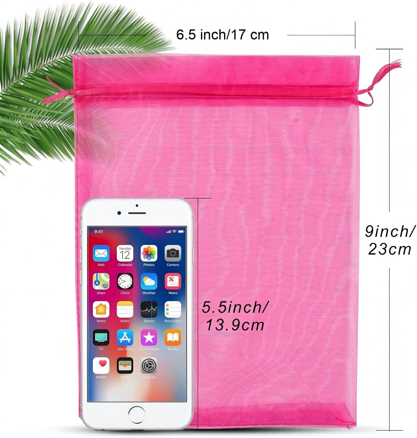 ANZNKU 50PCS Organza Bags 6x9 Pink Small Mesh Gift Bags Drawstring Bulk image 2