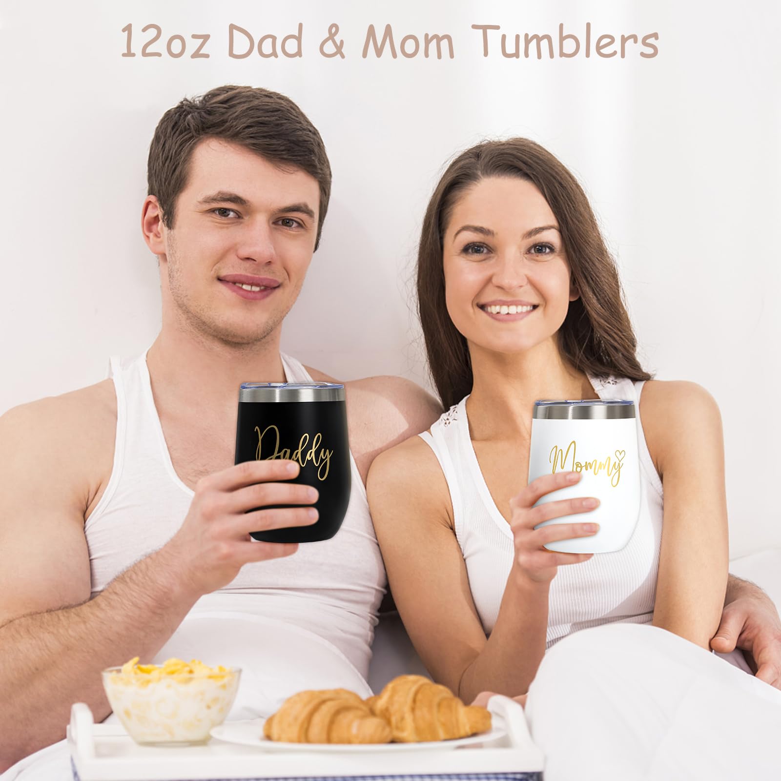 Regalos para nuevas mamás para mujeres, regalo de embarazo de lujo para nuevos padres, regalos de revelación de género, juegos de bebé de elefante con vaso para mamá, papá, artículos esenciales para