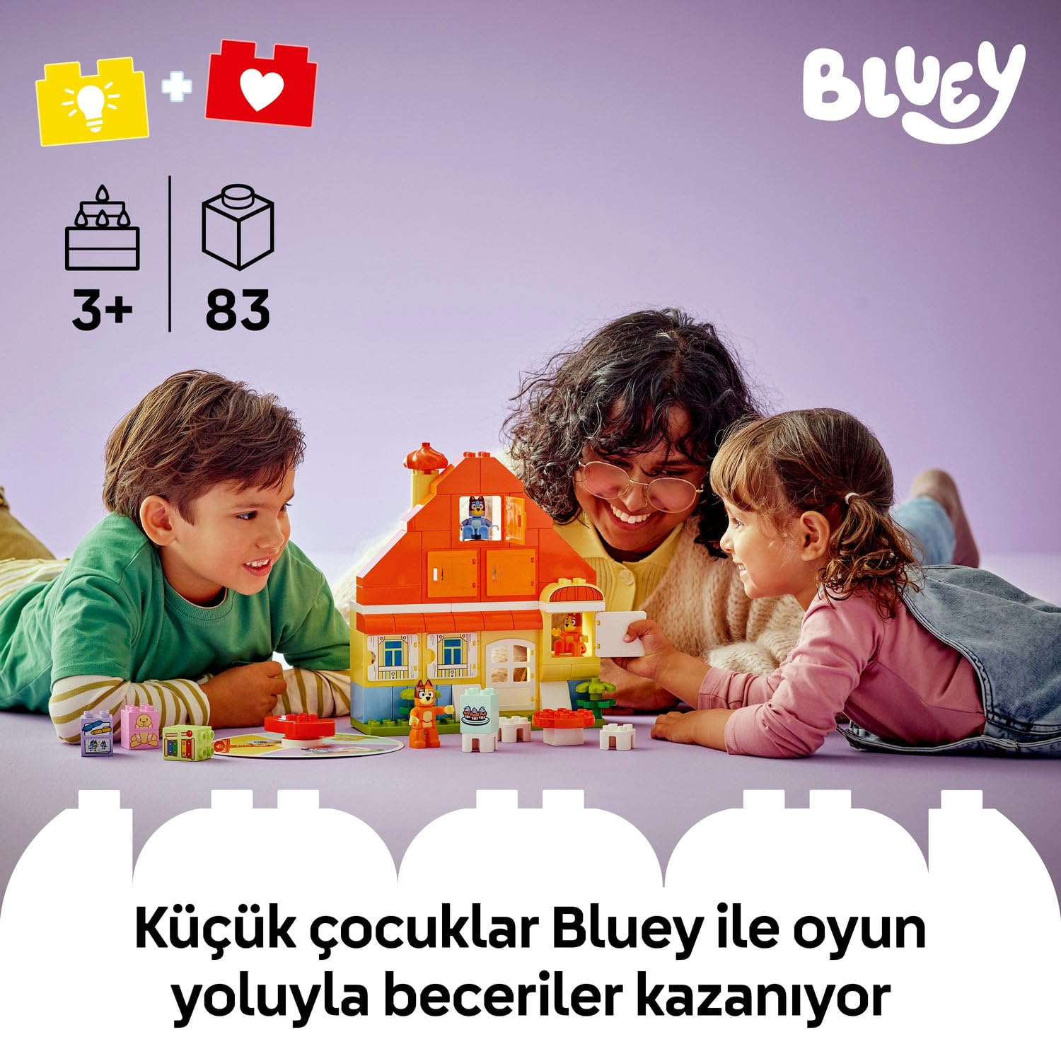 LEGO DUPLO Bluey: Bluey Ailesinin Evi ve Hafıza Oyunu 10459-3 Yaş ve Üzeri Çocuklar için İnteraktif Oyun İçeren Eğitici Oyuncak Yapım Seti, Doğum Günü Hediyesi (83 Parça)