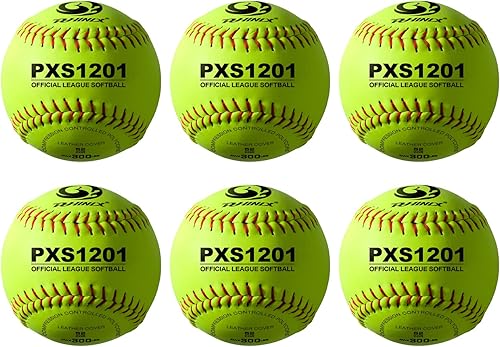 PHINIX Softballs de cuero dividido de lanzamiento lento competencias de práctica de calidad profesional, opciones de 11 y 12 pulgadas (COR .52