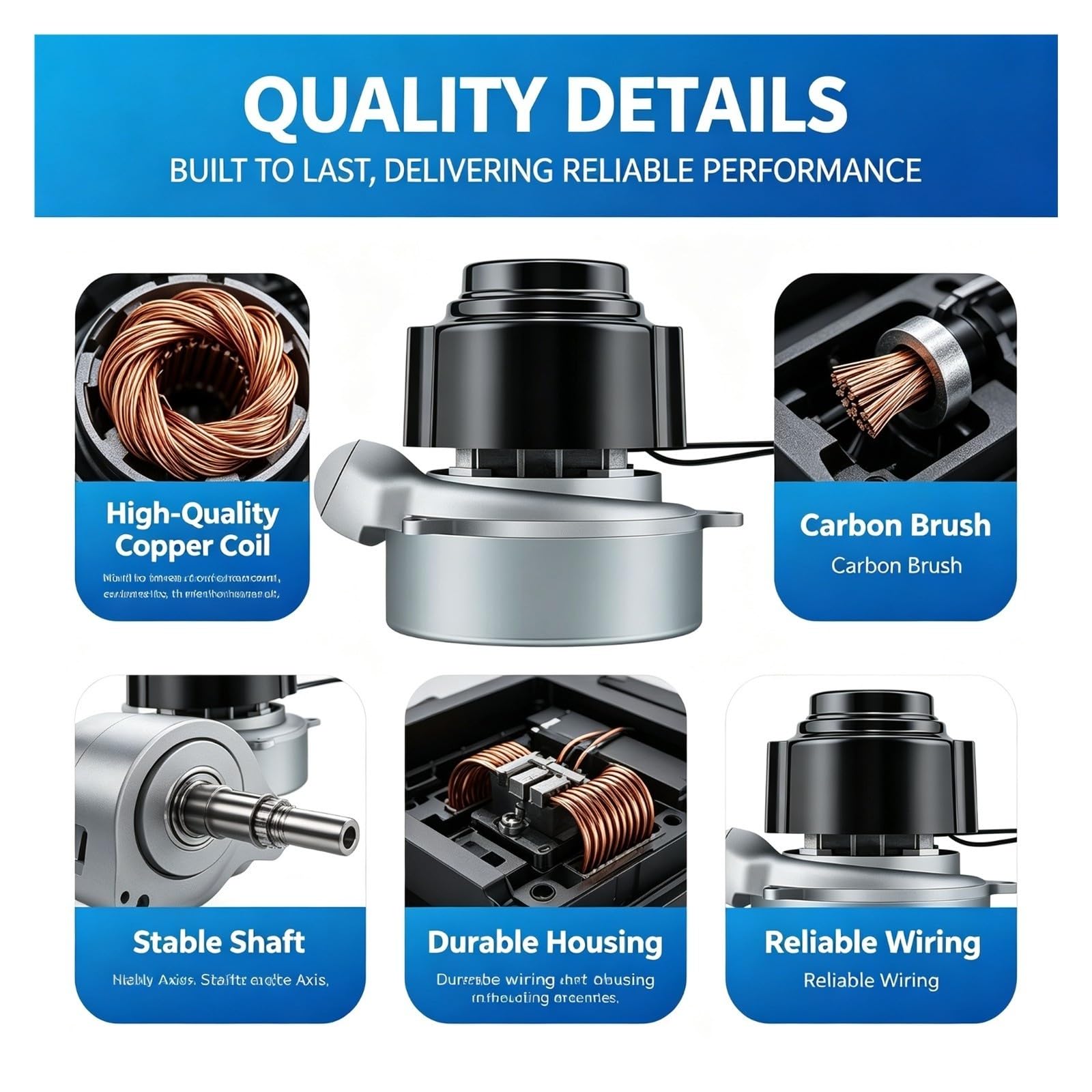 Motor de fregadora abocinado 220V, repuesto for equipos compatibles