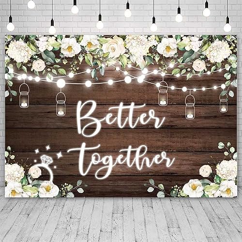 SENDY Telón de fondo rústico de 7 x 5 pies, para despedida de soltera, boda, fiesta, fotografía, fondo blanco, anillo de diamantes florales,