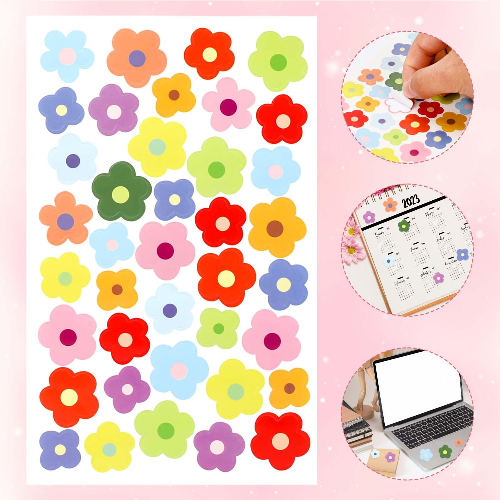 585 Mini Flower Stickers for Scrapbooking, Boho Tiny Cute Self-Adhesive Pastel Stickers - Vinyl Flower Decals for Water Bottle, Laptop, Car, Cellphone Case, Arts & Craft - Image 4
