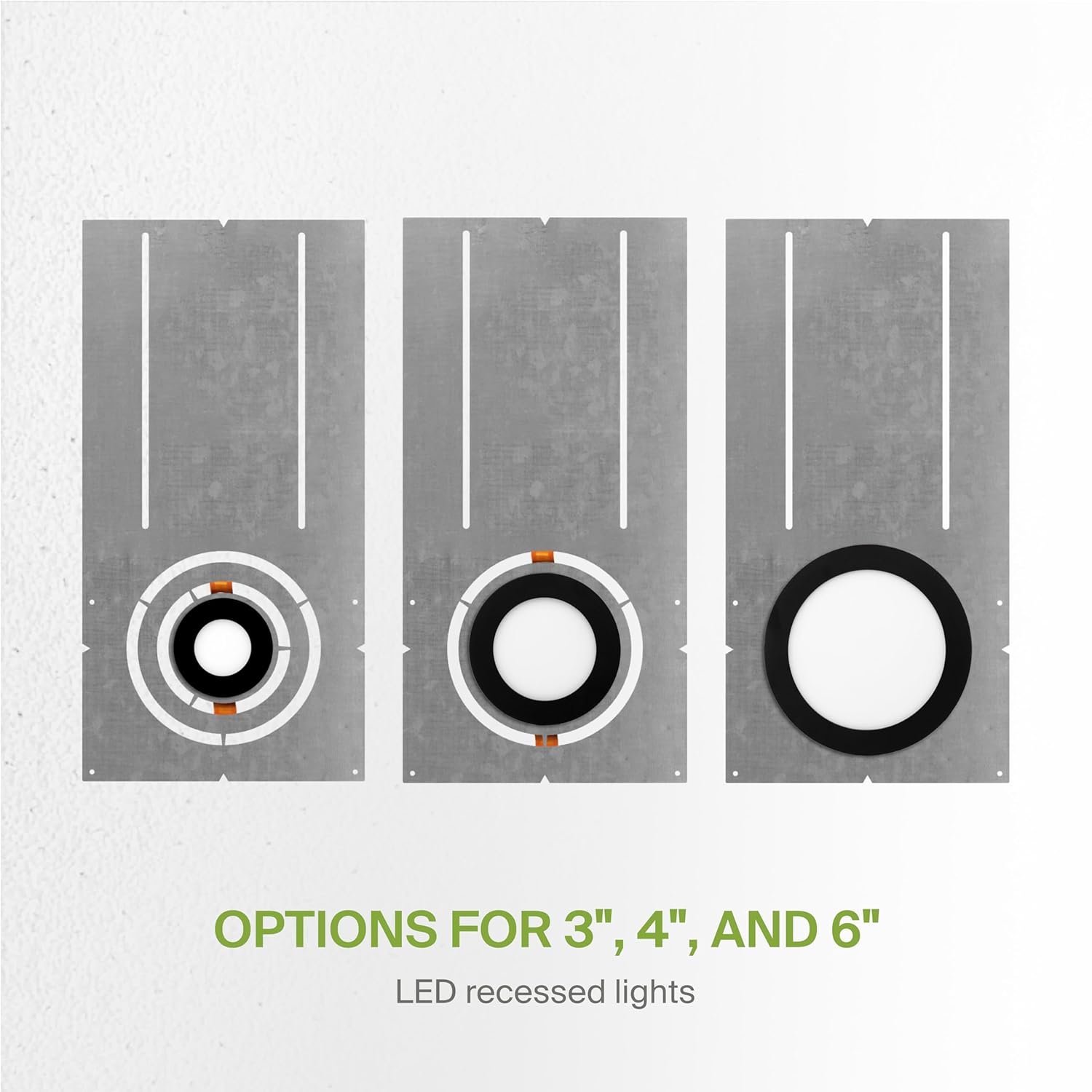 ASD 18 Inch New Construction Mounting Plate with Asymmetric Round Hole - 3/4/6 Inch Flat Steel Rough in Wafer Light Bracket, Shallow LED Recessed Lighting Housing, 24 Pack