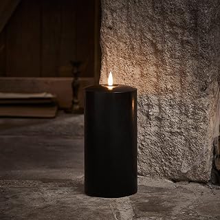 Lights4fun TruGlow® Vela LED (20 cm, funciona con pilas, para interiores), color negro