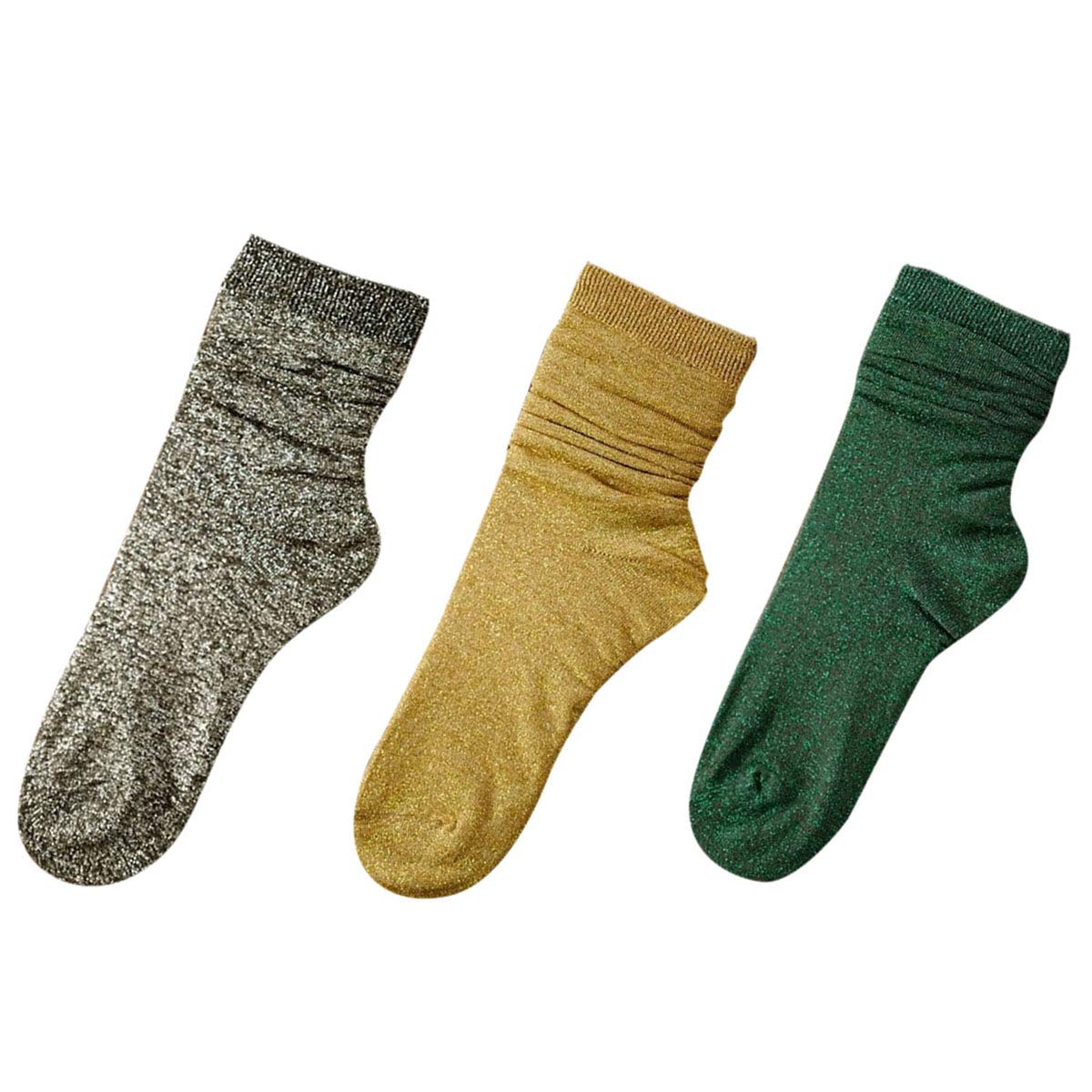 Cenast Women's 3 Pairs 2 Pairs Novelty Glitter Ankle Socks Casual Bright Retro Sox Piles Sock, One Size