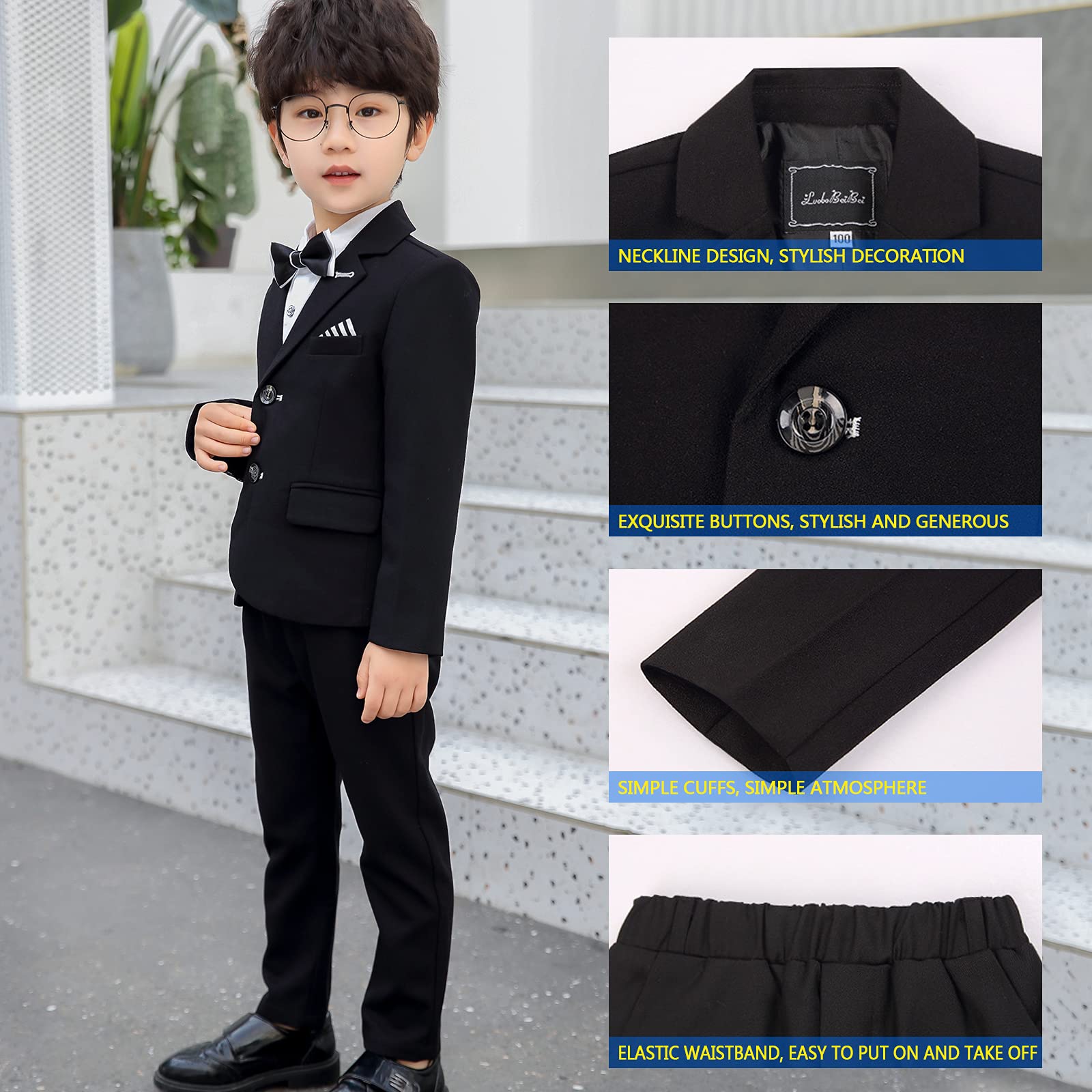 Trajes de Comunion Niño Corte Entallado y Temperamento, Utilizado para El Bautismo y La Comunión, Traje de Niño de Tres Piezas