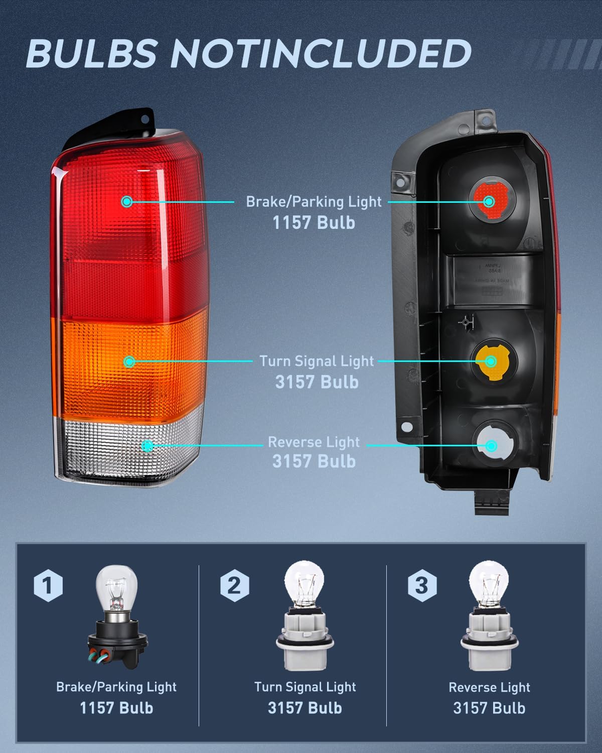 Nilight Taillight Assembly Compatible with 1997 1998 1999 2000 2001 Jeep Cherokee Limited SE Sport XJ XJ Chassis Rear Tail Light Lamp Replacement OE Style Drive and Passenger Side