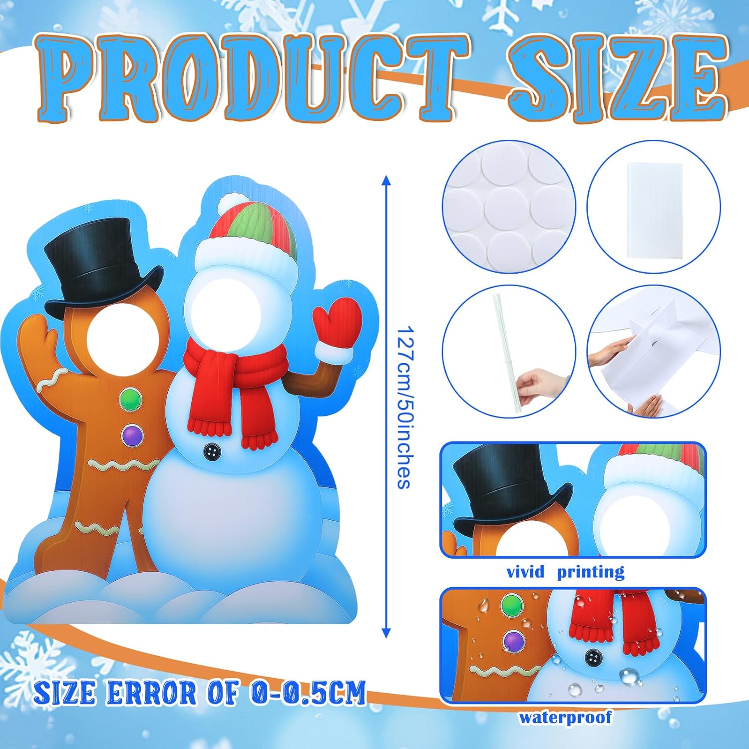 Chunful 4.2 ft Christmas Gingerbread Man & Winter Snowman Cardboard Cutout Stand-up Life Size Christmas Winter Party Decoration Backdrop Photo Prop Stand up Cardboard Cutout for Xmas Party Supply