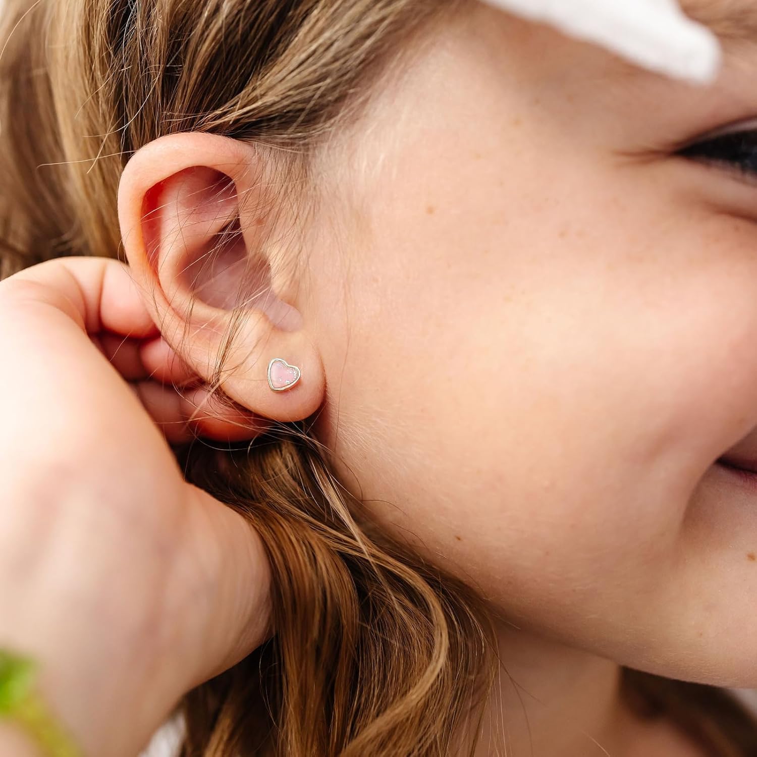 Hypoallergenic Earrings for Girls, Cute Toddler Earrings Kids Baby Flatback Screw Back Earrings 14k Real Gold Plated Small Pearl Flower Pink Heart Strawberry Surgical Steel Stud Earrings Set - Image 5