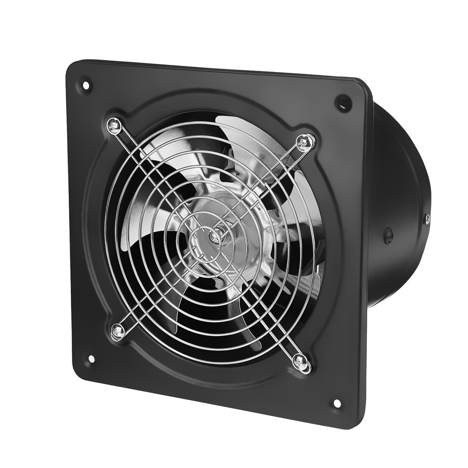 Exhaust Fan, 4/6/8" Exhaust Fan Metal Iron Ventilation Extractor,Silence with Anti-backflow Check Valve Window&Wall Mount Vent Fans for Home(Black,4 inch)