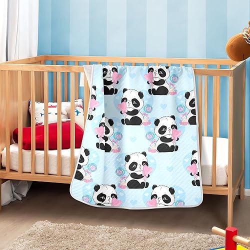 Miniatura 6 de Ollabaky Manta de algodón con diseño de oso panda para niños y niñas, para cuna, cochecito, guardería, manta de recepción, unisex, 30 x 40 pulgadas