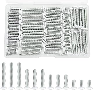 White Wall Plate Screws, 100 Pieces Outlet Screws 4 Length Sizes 6-32 Thread Switch Plate Screws Perfect Replacement for Outlet Cover Screws, Light Plate Screws, White Screws for Wall Plate, etc