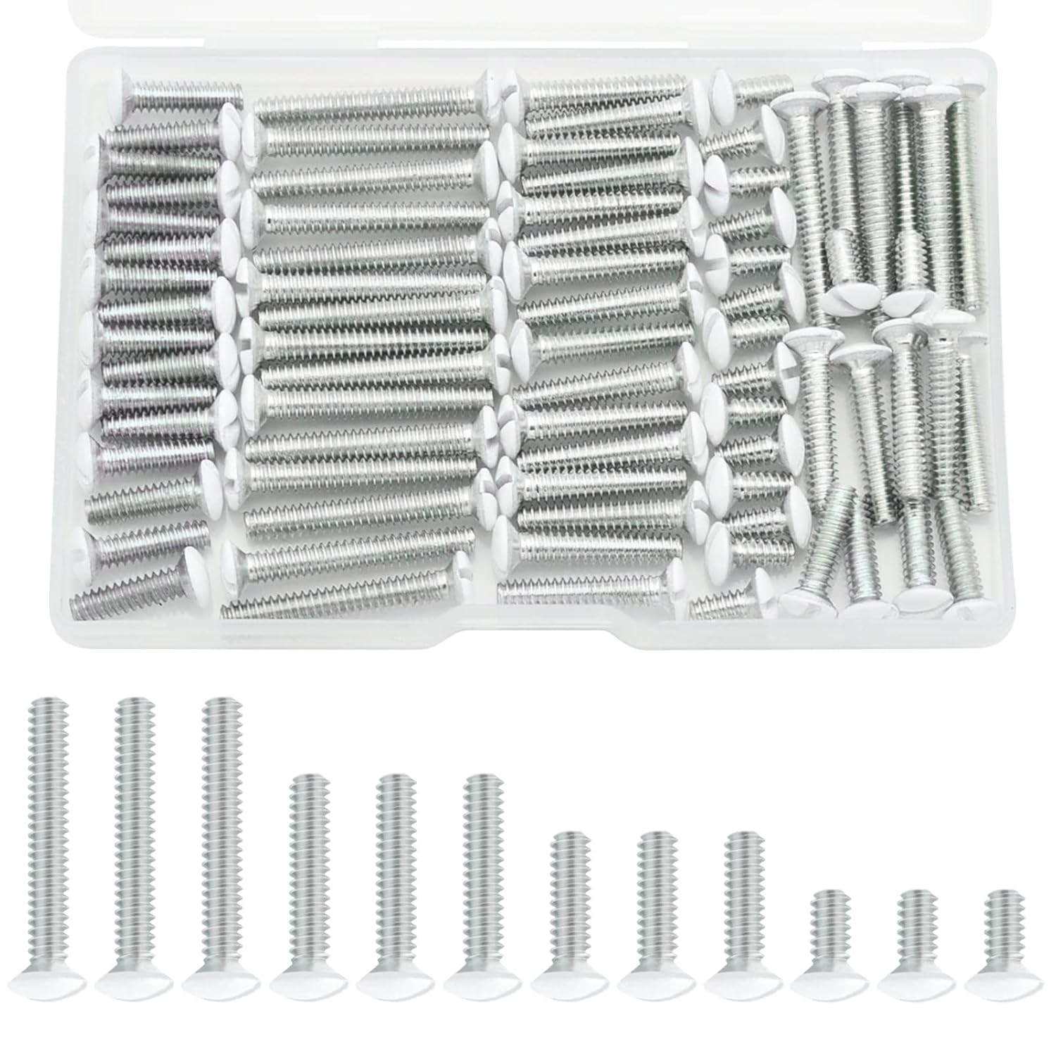 White Wall Plate Screws, 100 Pieces Outlet Screws 4 Length Sizes 632
