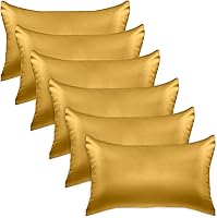 Vista 31 de Elegant Comfort Juego de 4 fundas de almohada de satén de viscosa refrescante con cierre de cremallera oculto, suave como la seda para el cuidado