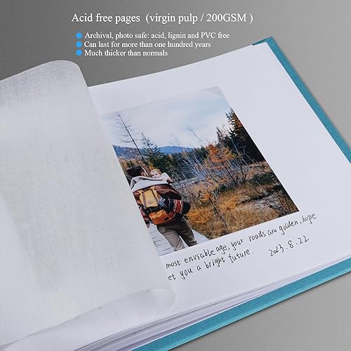 Miniatura 2 de Álbum de fotos con espacio de escritura, álbum de fotos de alta calidad, 40 páginas para cubierta de lino de 3 x 5, 4 x 6, 5 x 7 pulgadas, álbumes