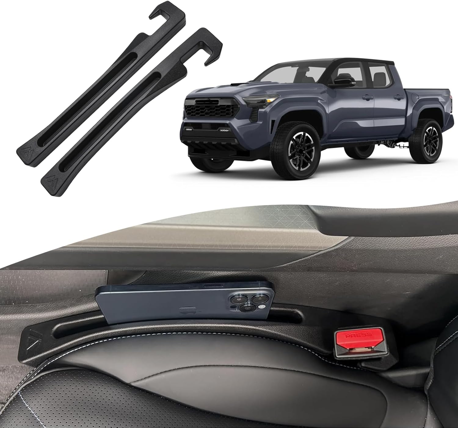 Toyota Tacoma Seat Gap Filler, Car Seat Gap Filler Organizer Stop Things from Dropping Customized Interior Accessories for Toyota Black, 2 Pack