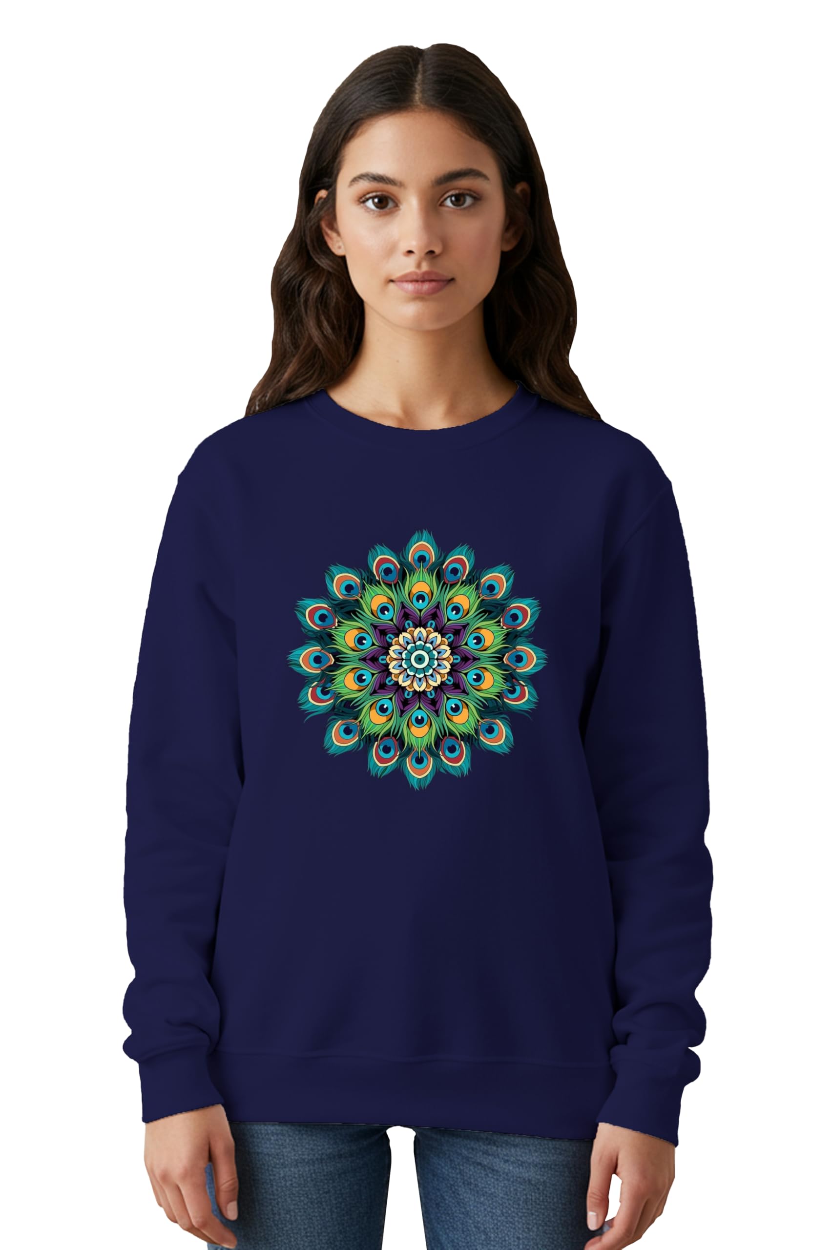 buy that trendz Winter Sweatshirt for Women Peacock Features Printed Cotton Blend Full Sleeve Crew Neck Regular Fit Casual Gen Z Womens Sweatshirt-picture-13