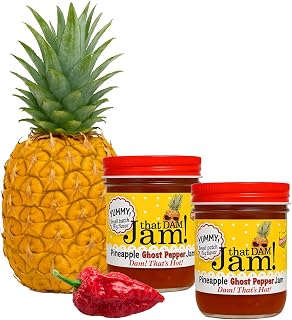 That Dam Jam - Handcrafted Pineapple Pepper Jams - A Burst of Sunshine in Every Jar - 8 oz - 100% Real Fruit, Vegan & Gluten Free (Pack of 2) (Pineapple Ghost Pepper)