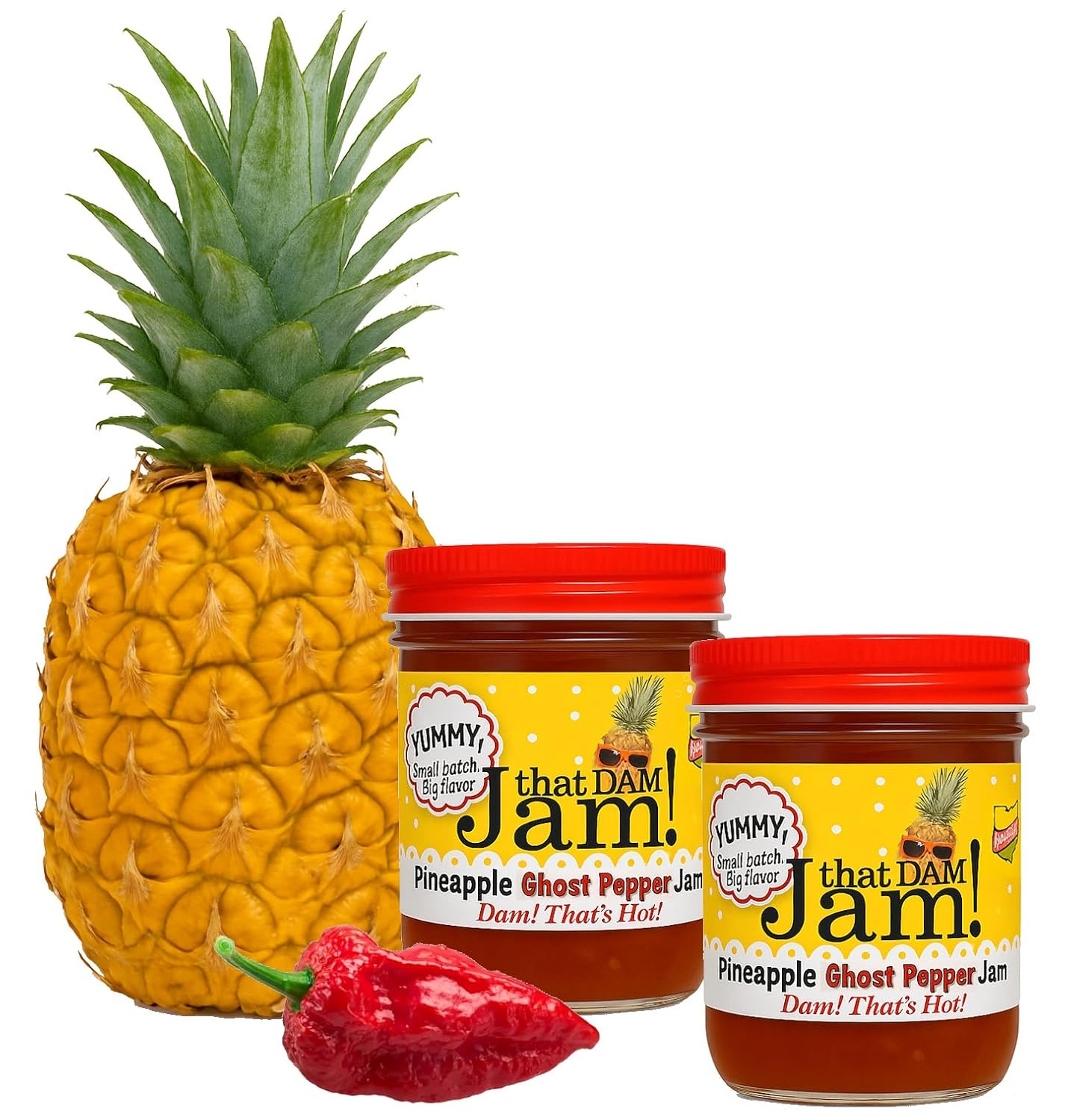 That Dam Jam - Handcrafted Pineapple Pepper Jams - A Burst of Sunshine in Every Jar - 8 oz - 100% Real Fruit, Vegan & Gluten Free (Pack of 2) (Pineapple Jalapeno)