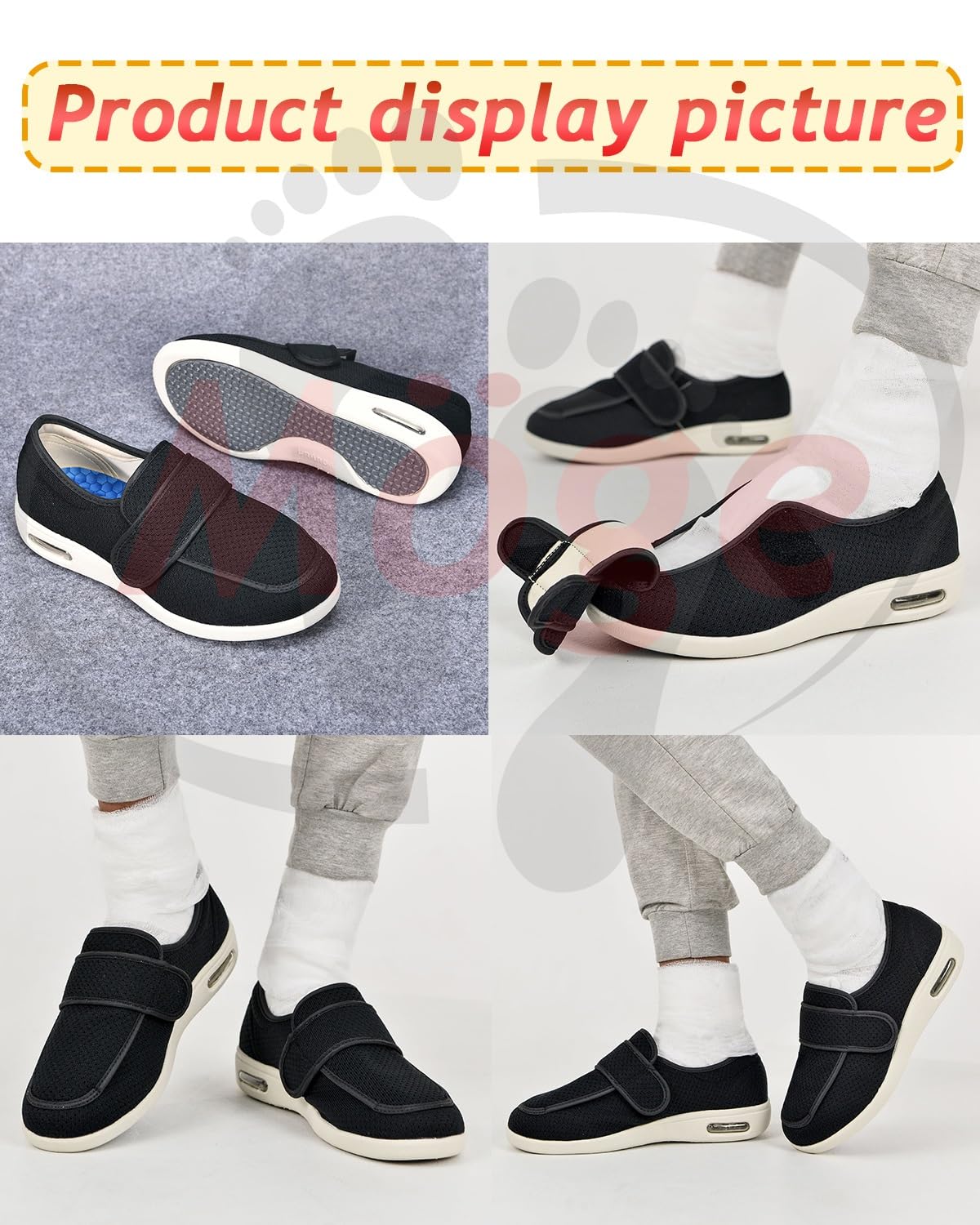 Chaussure Femme Pied Extra Large, Chaussures fermées pour Hommes et Femmes Chaussures réglables pour diabétiques de santé Confortables Chaussures Larges Douces pour diabétiques
