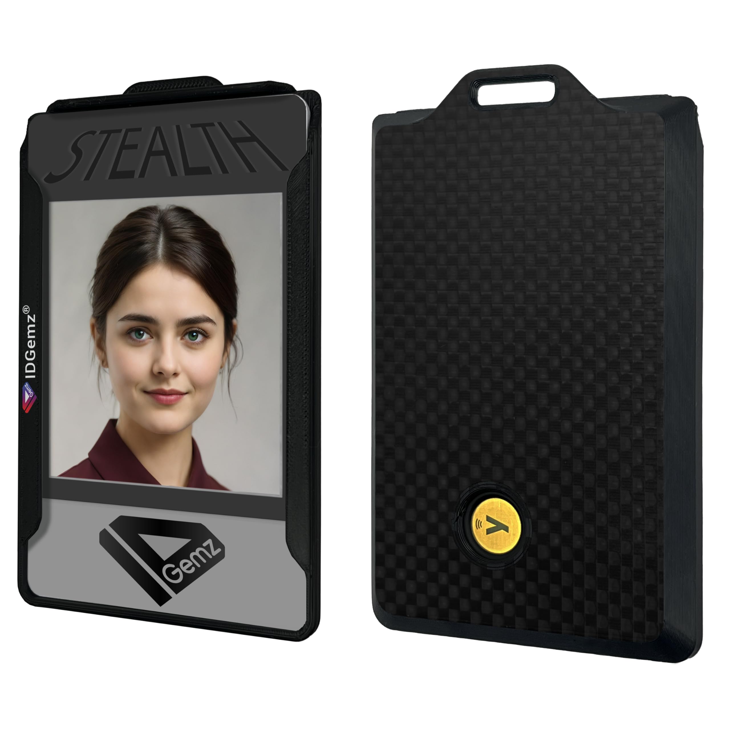 Badge Holder for Yubikey5 NFC Tokens - Holds up to 3 Badges - Stealth Black (1 Yubikey - Internal Slot)