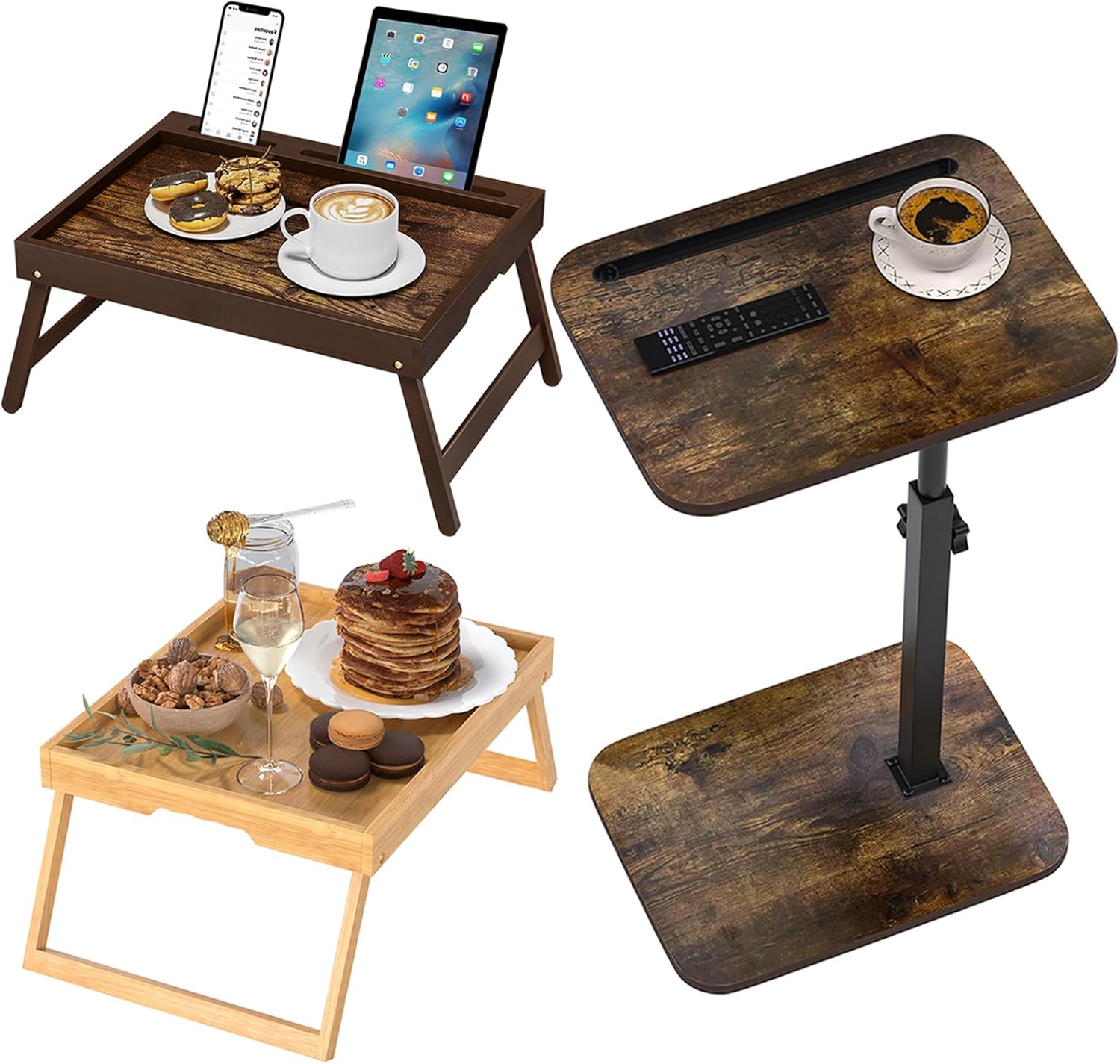 Bamboo Breakfast Tray, TV Tray Side Table for Couch