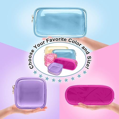 Miniatura 8 de izuzta Mini bolso de maquillaje de nylon pequeño bolso lindo Preppy cosmético cremallera bolsa, Azul