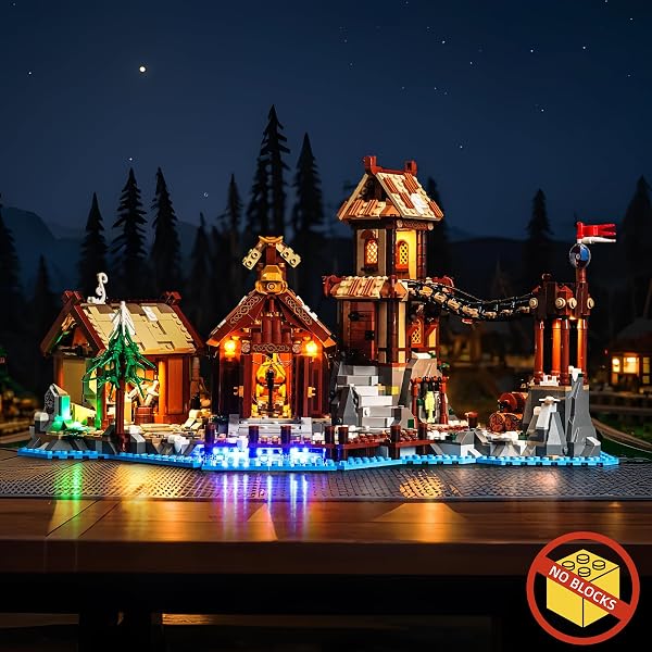 BrickBling Set de luces LED para Lego 21343 Viking Village (No Lego), set de iluminación decorativa para Lego Ideas 21343 villa vikinga juguete creativo – versión estándar, DE-P55001-21343 - 5