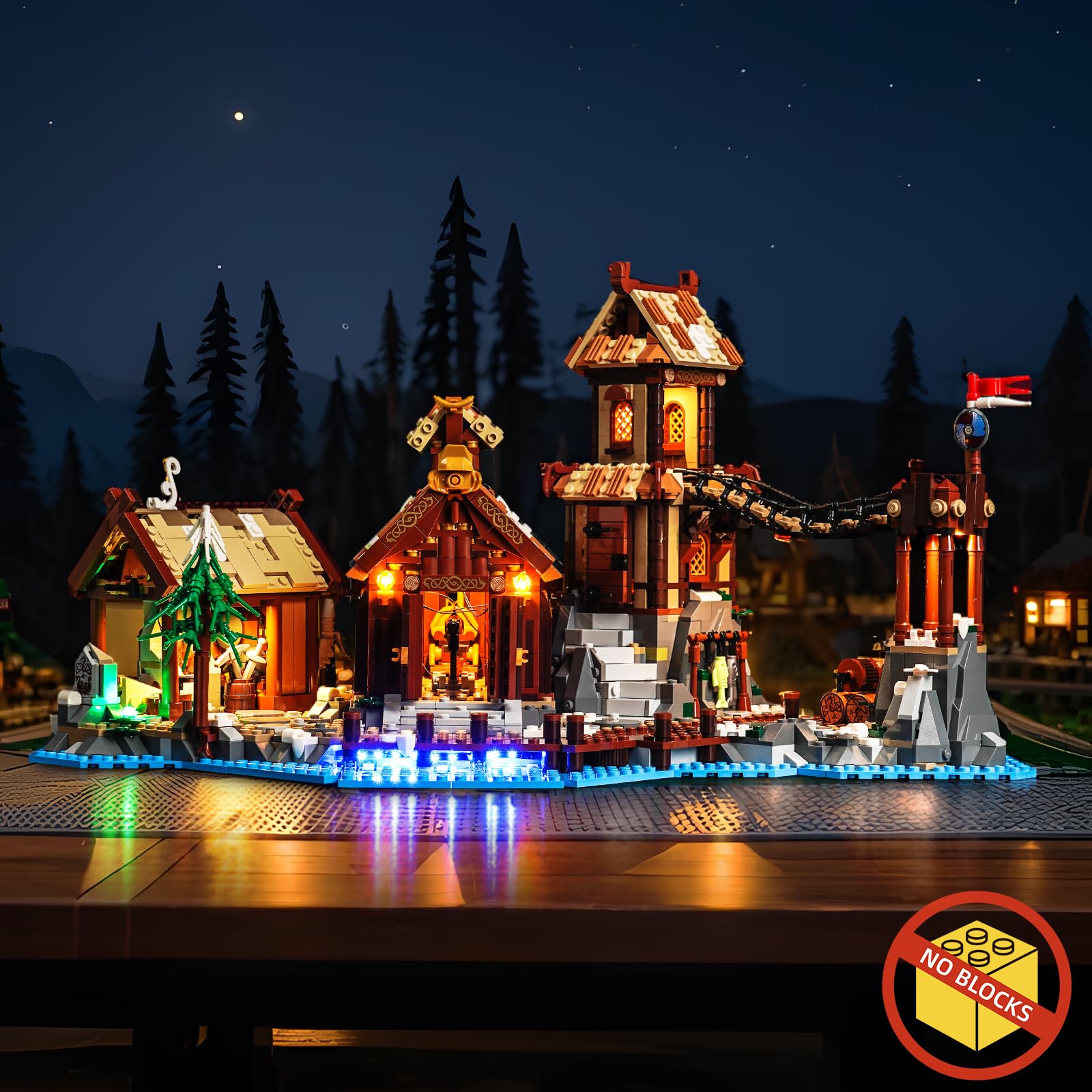 BrickBling Set de luces LED para Lego 21343 Viking Village (No Lego), set de iluminación decorativa para Lego Ideas 21343 villa vikinga juguete creativo – versión estándar, DE-P55001-21343 - 5