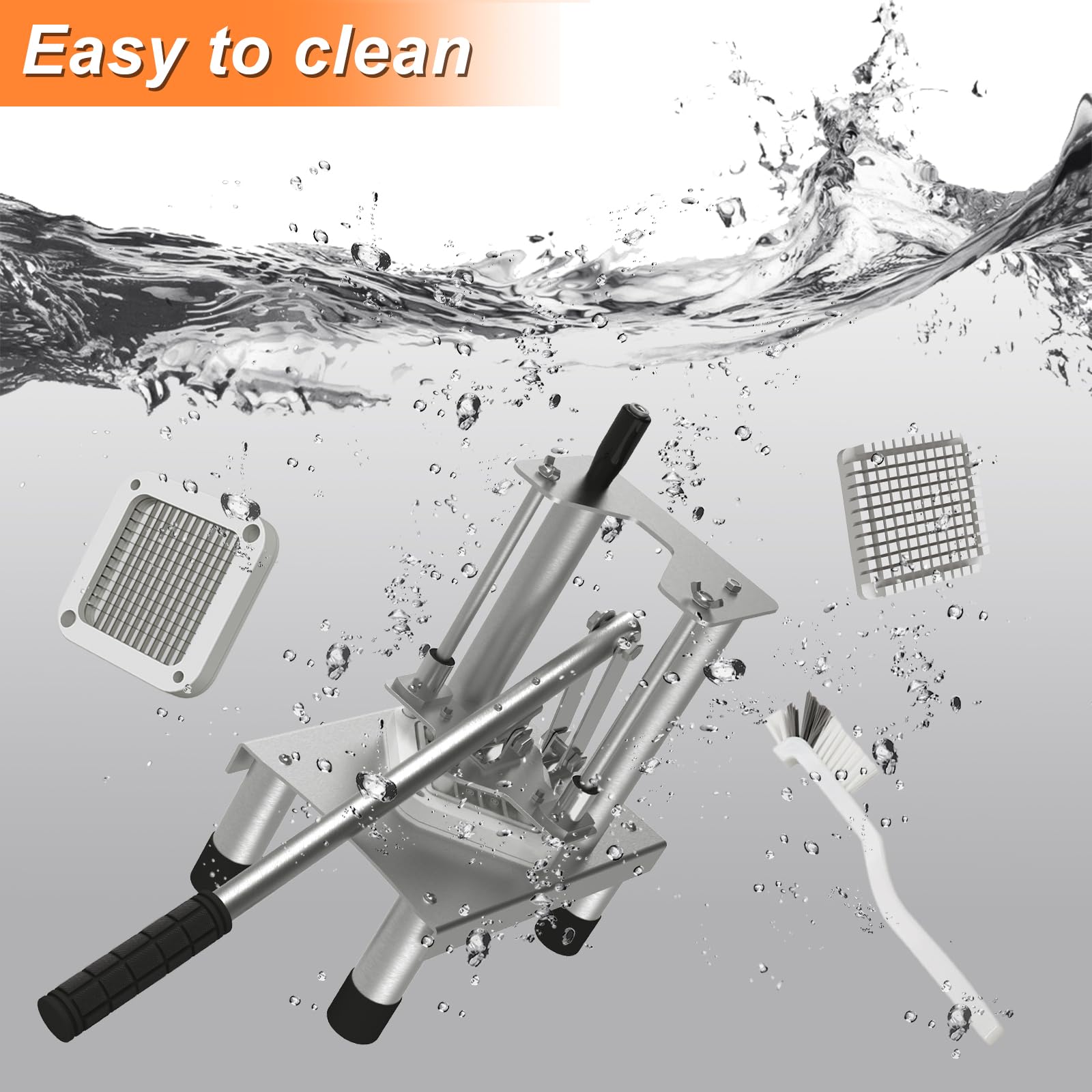 French Fries Machine, Heavy Commercial Vertical Household Manual Slicer, Equipped with 2 Replacement (1/2 Inch and 1/4 Inch Blades) and 1 Storage Tray, Potato Cutter for French Fries