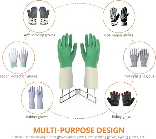 Miniatura 4 de KORRTFID Soporte para guantes de cocina, guantero de acero inoxidable, soporte vertical de cocina para guantes, estante de drenaje multiusos para