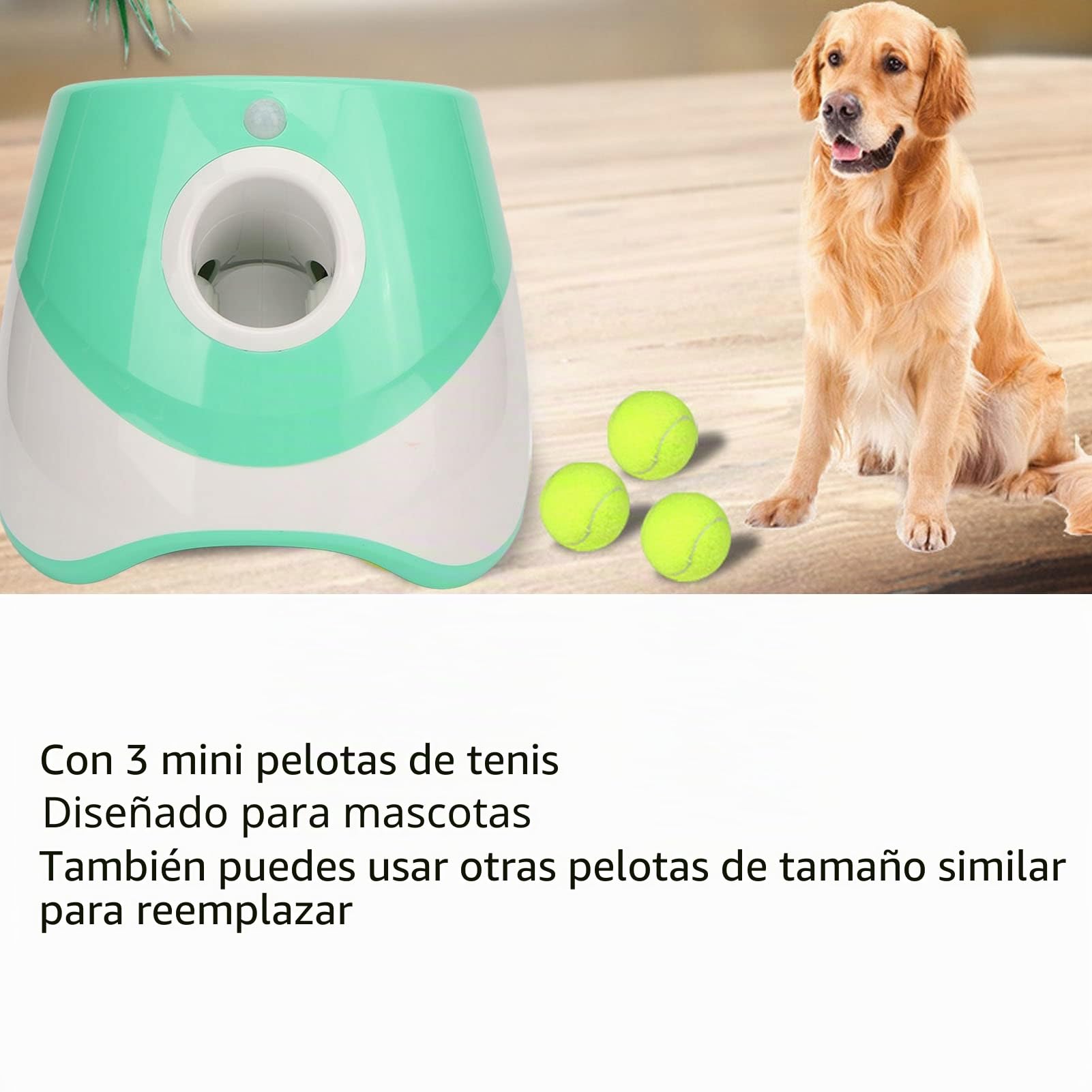 Tnfeeon Lanzador Automático de Bolas para Perros Mini Lanzador de Bolas Juego de Lanzamiento Recargable 3 Modos Lanzador Interactivo de Bolas para Mascotas para Interiores y