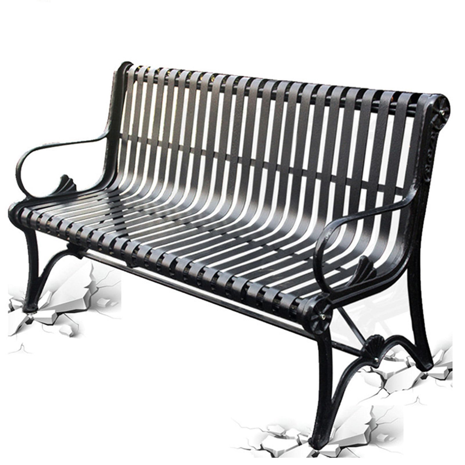 AYCDL Outdoor Porch Garden Bench, Weatherproof Cast Iron Frame Chair Yard Front Porch Path Yard Lawn Bench,Park Bench with Armrests and Backrest,for Entrance Decor De,A-150 * 67 * 83cm