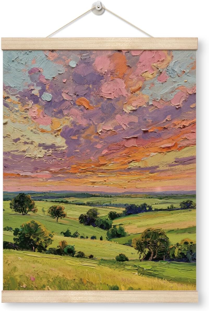 WDSXWH Sunset Oil Painting Wall Art, Colorful Impressionist Landscape Canvas Pri…