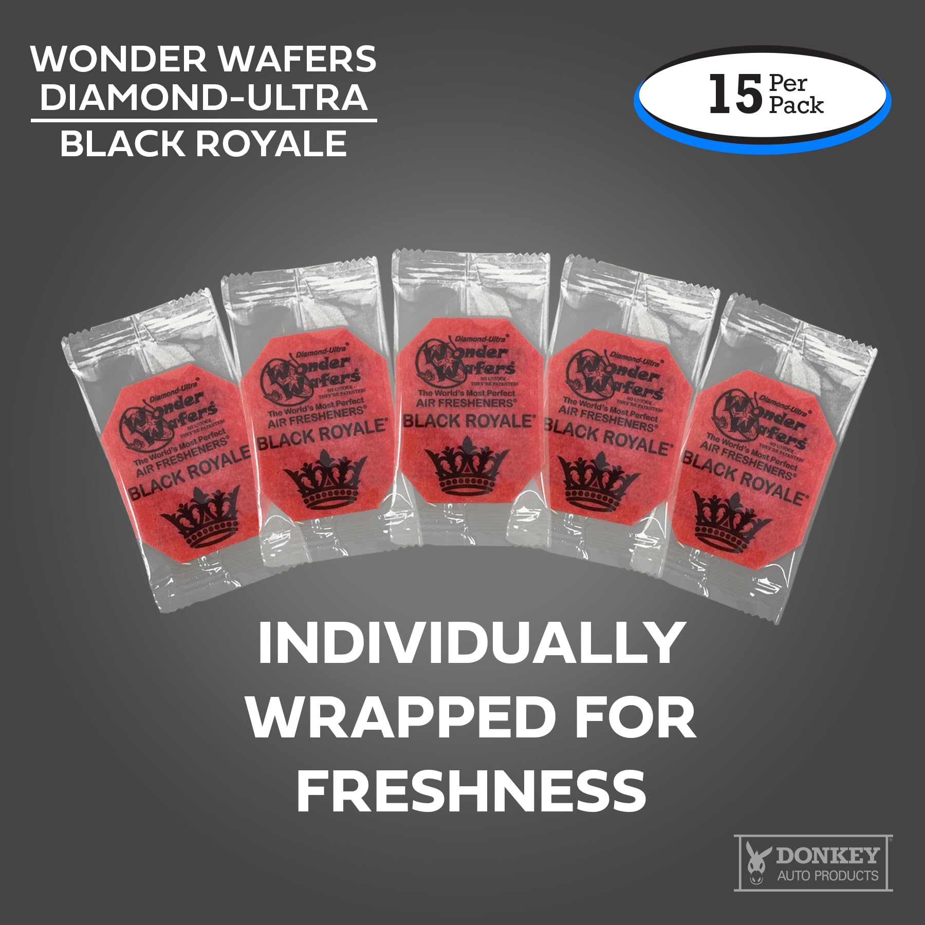 Wonder Wafers - Diamond-Ultra Scented Car Air Fresheners - Individually Wrapped (15 Per Pack) (Black Royale)
