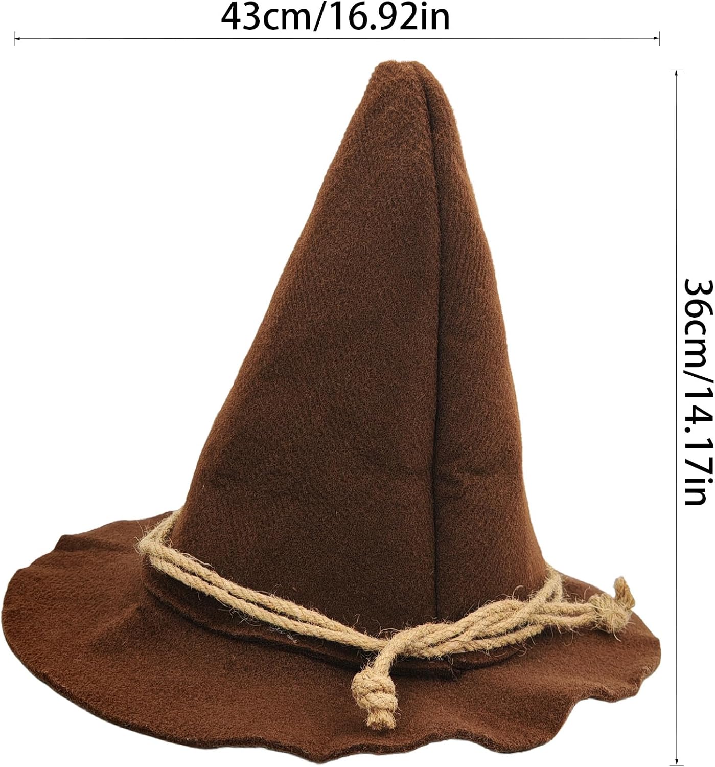 Witch Wizard Hat for Adults, Felt Wide Brim Pointed Hat, Oktoberfest, Halloween Scarecrow Costume Accessory